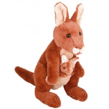 Kangaroo Soft Toy with Joey. Rooby Red - 35cm