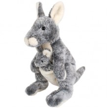 Grey Kangaroo Toy With Joey - Gabby the Kangaroo, 26cm