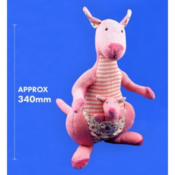 Plush & Knitted Pink Kangaroo Toy, 34cm